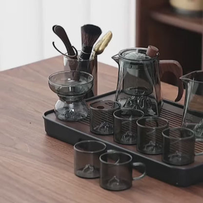 Ink Color Mountain Glass Tea Set