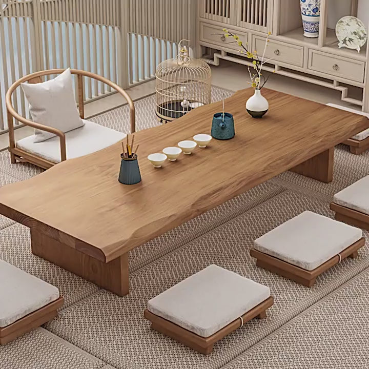 Pine Wood Low Table Tatami Tea Table Set