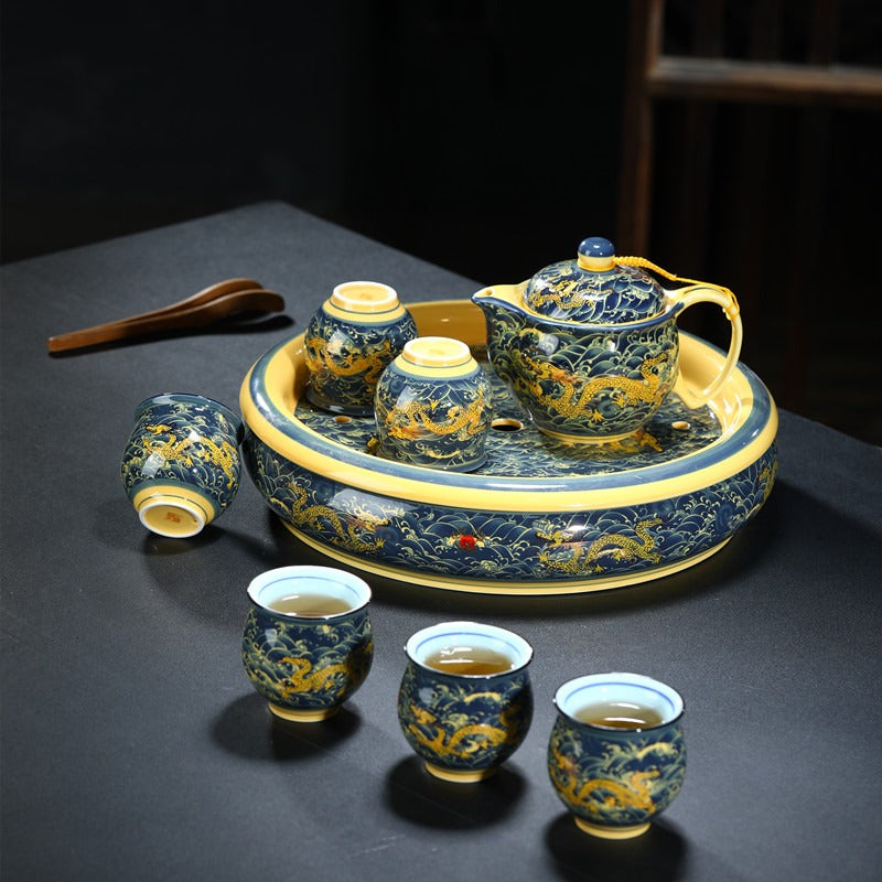 Jingdezhen Double Wall Dragon Tea Set With Tea Tray – Umi Tea Sets