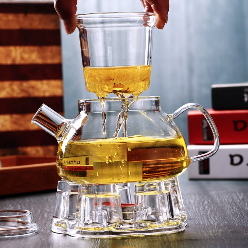 Herb Tea Glass Tea Set With Tea Tray