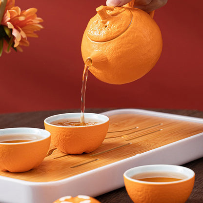 Chinese Fruit Tea Set With Tea Tray