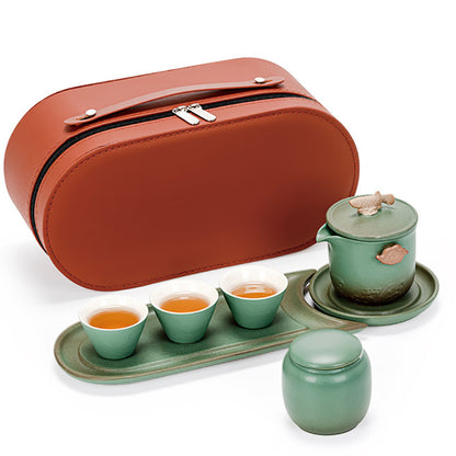 Portable Goldfish Kung Fu Tea Set With Bag