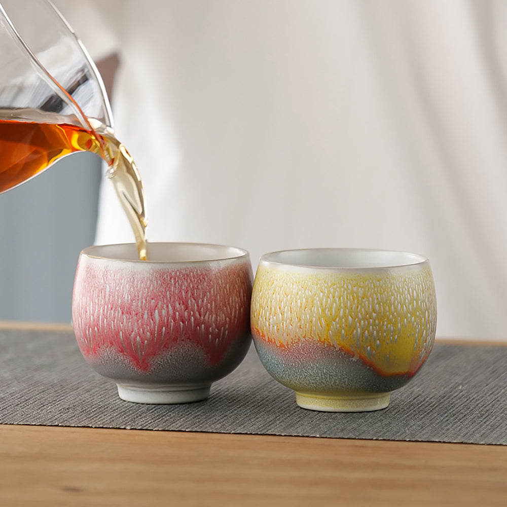 Kiln Alteration Four Color Kung Fu Tea Cup (Set of 4)