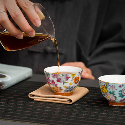 Six Color Enamel Color Kung Fu Tea Set (Set of 6)