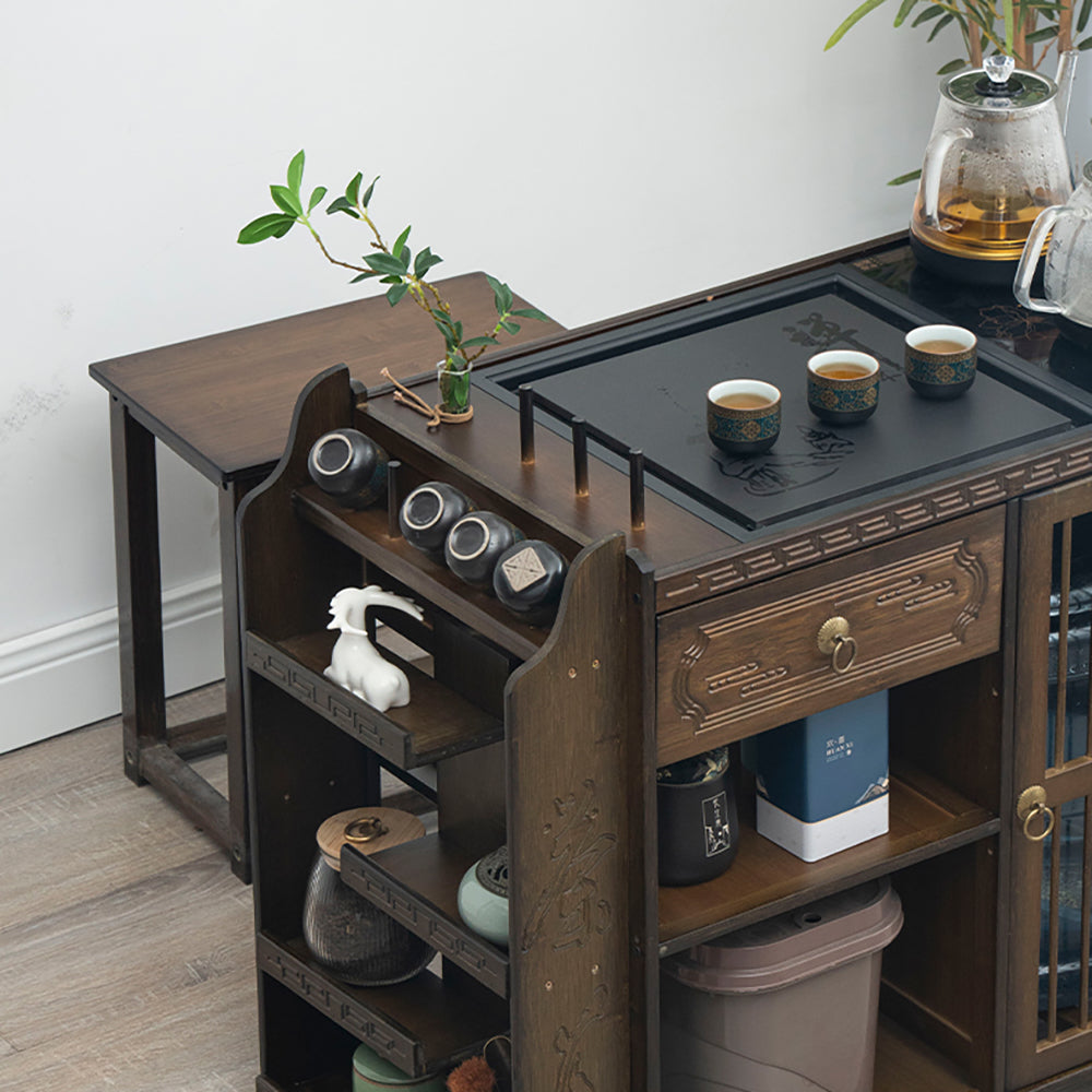 Movable Integrated Chinese Bamboo Tea Table