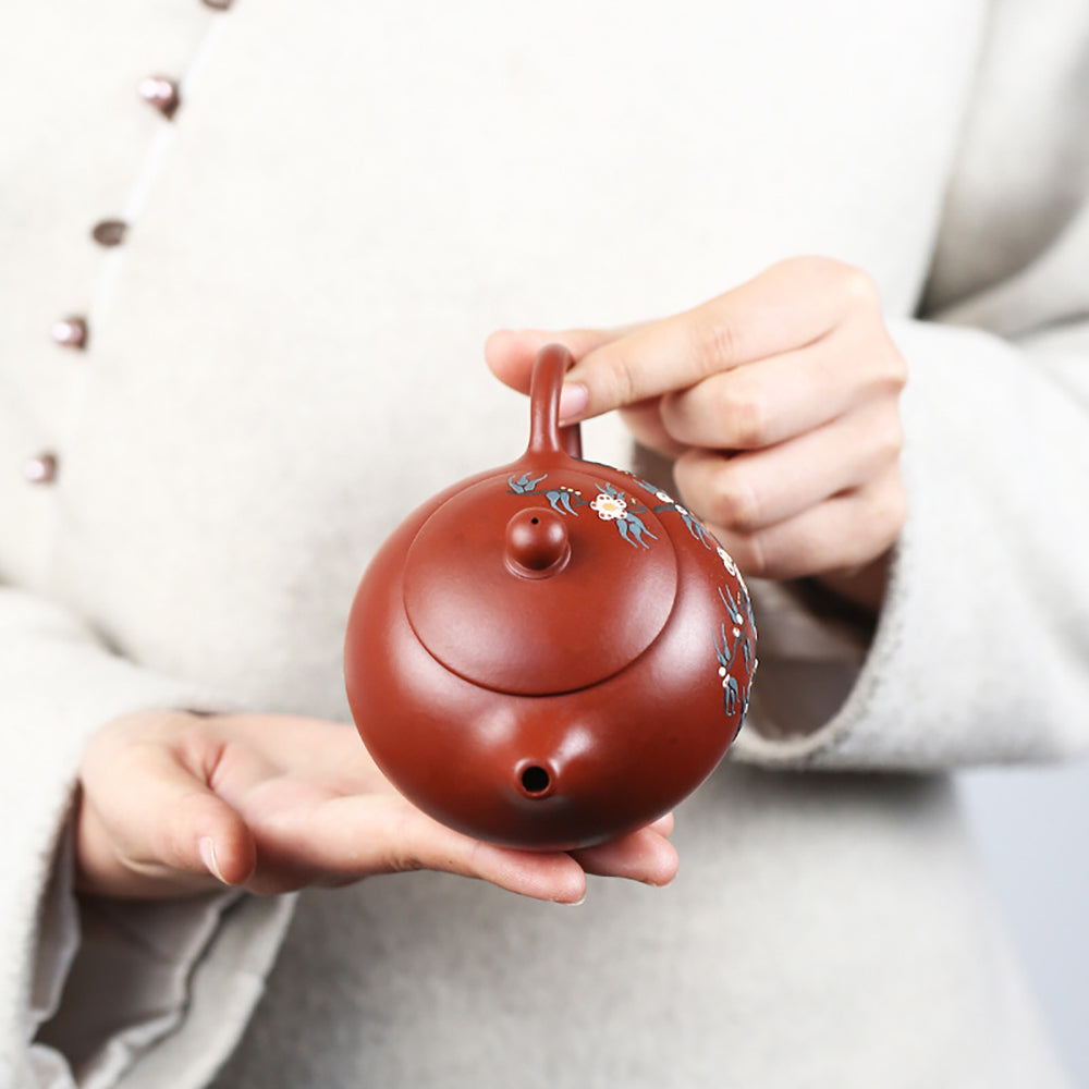 Purple Clay Painted Peach Blossom Teapot