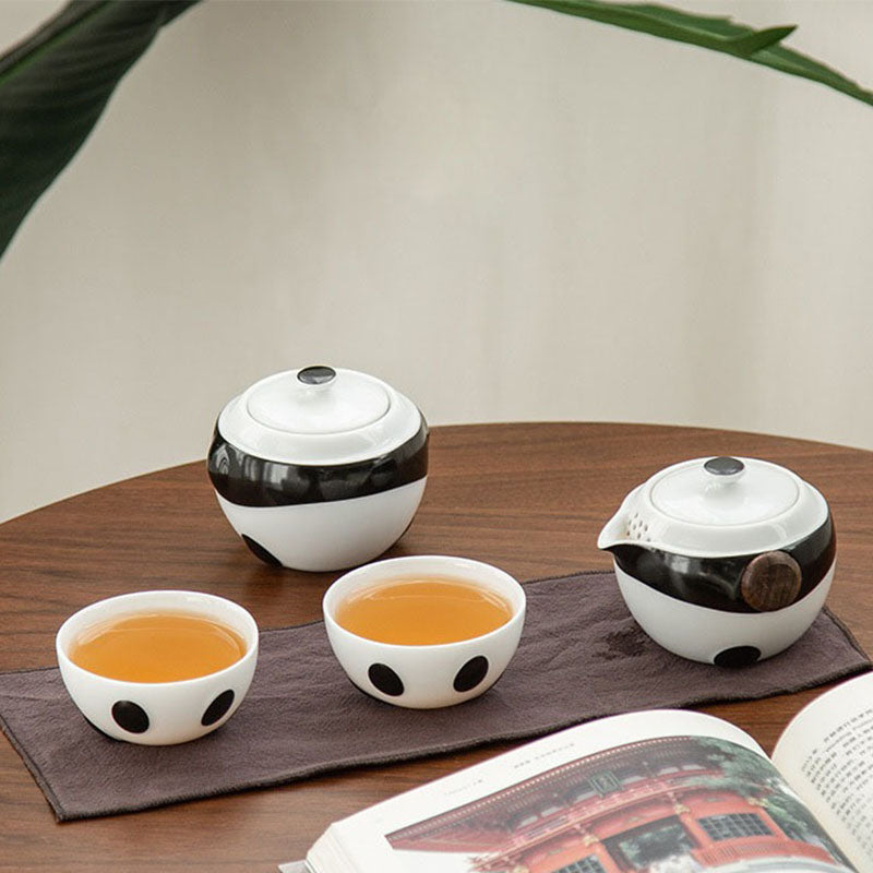 Panda Ceramic Travel Tea Set Cute Panda Mini Portable Tea - Temu