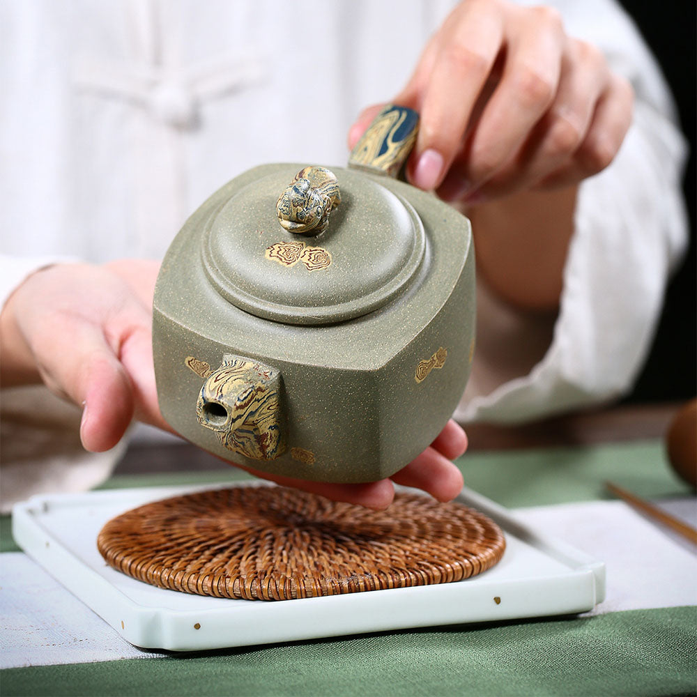 Yixing Green Clay Elephant Teapot