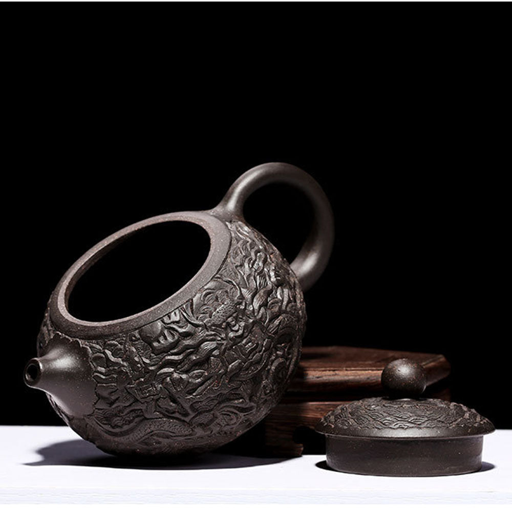 Yixing Black Clay Dragon Teapot