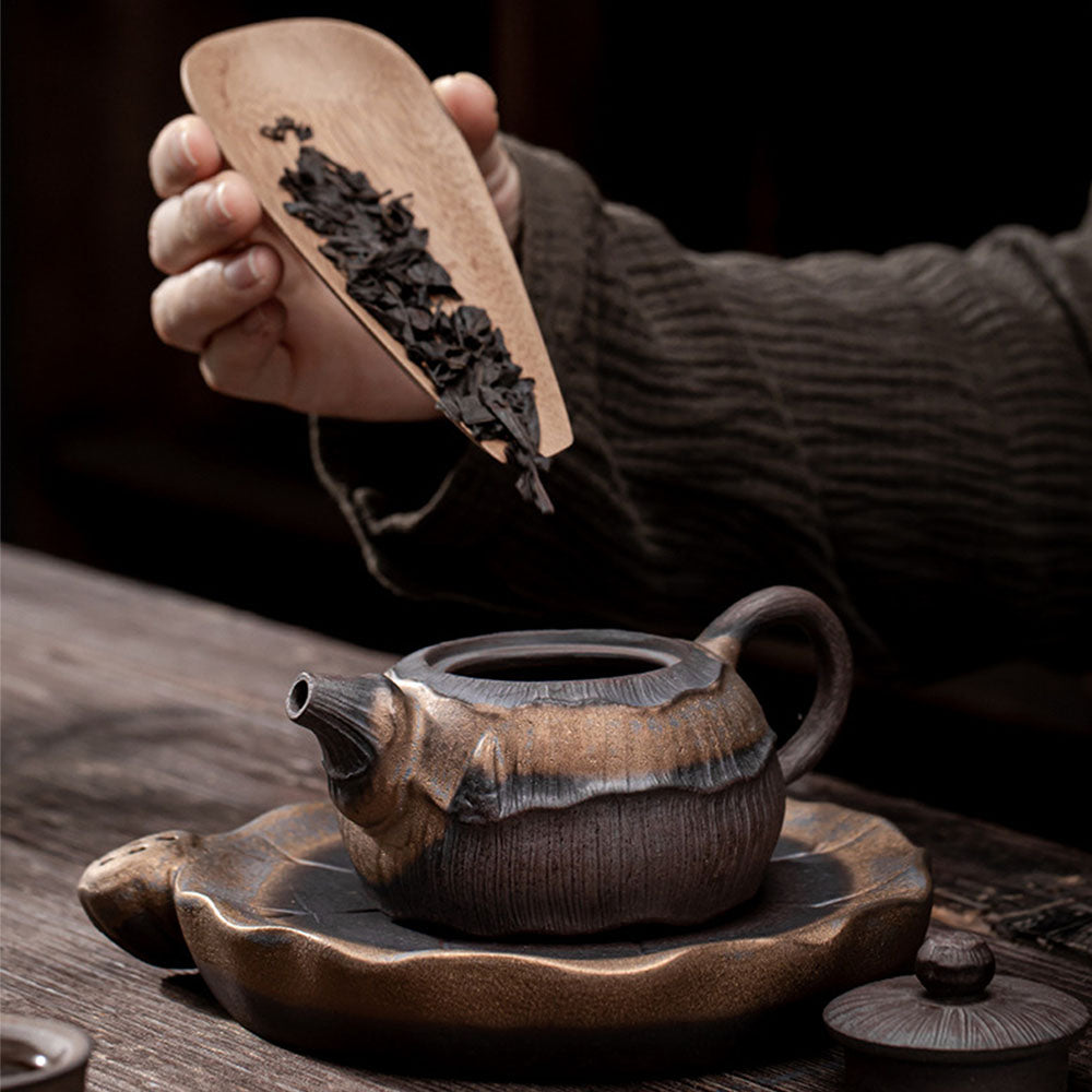 Japanese Iron Glazed Lotus Teapot