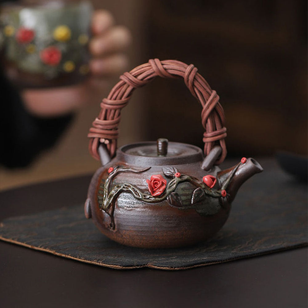 Japanese Handmade Rattan Weaving Teapot