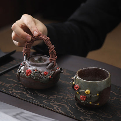 Japanese Handmade Rattan Weaving Teapot