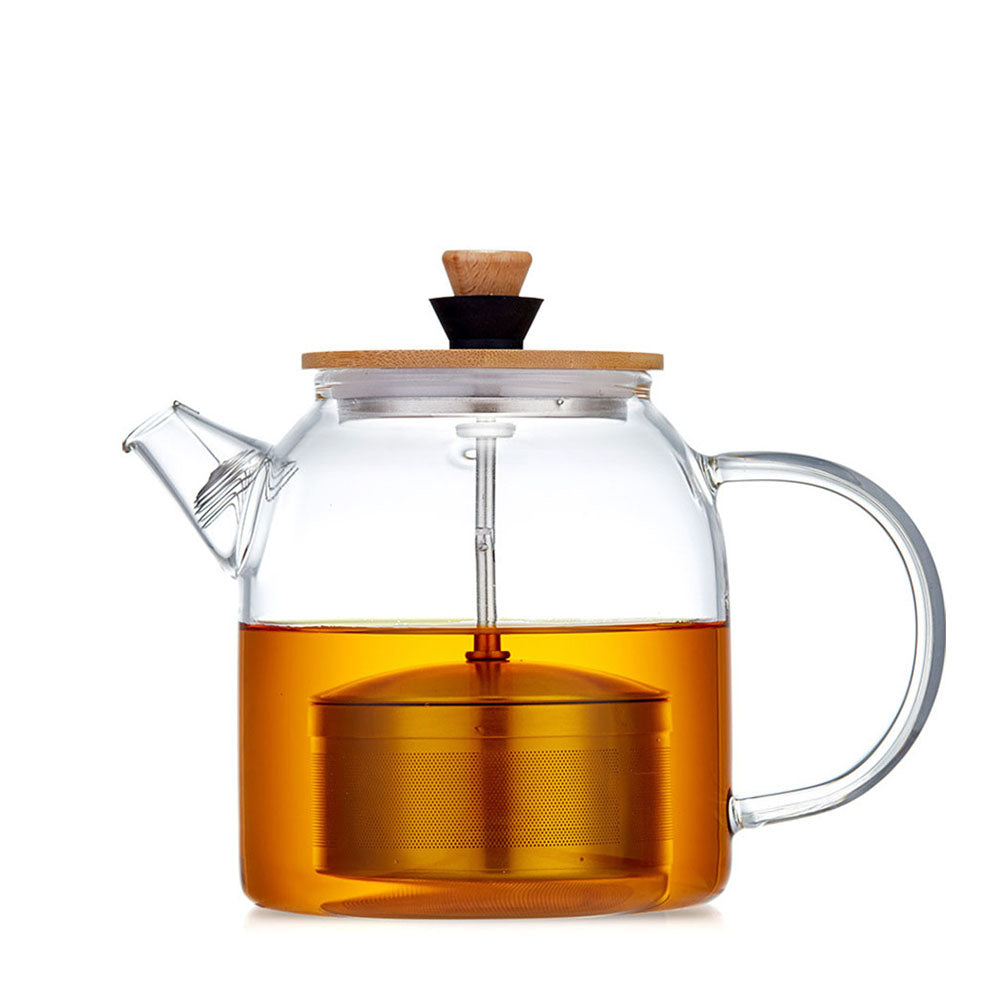 Glass Teapot With Stainless Steel Infuser, Heat Resistant Glass