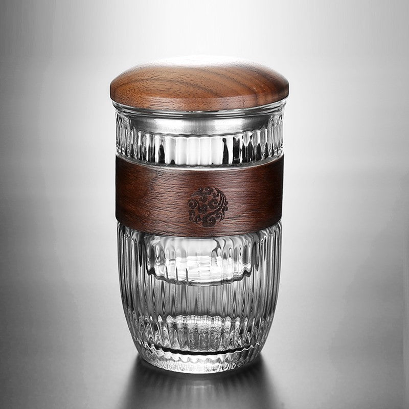 Japanese Glass Tea Cup With Wooden Lid