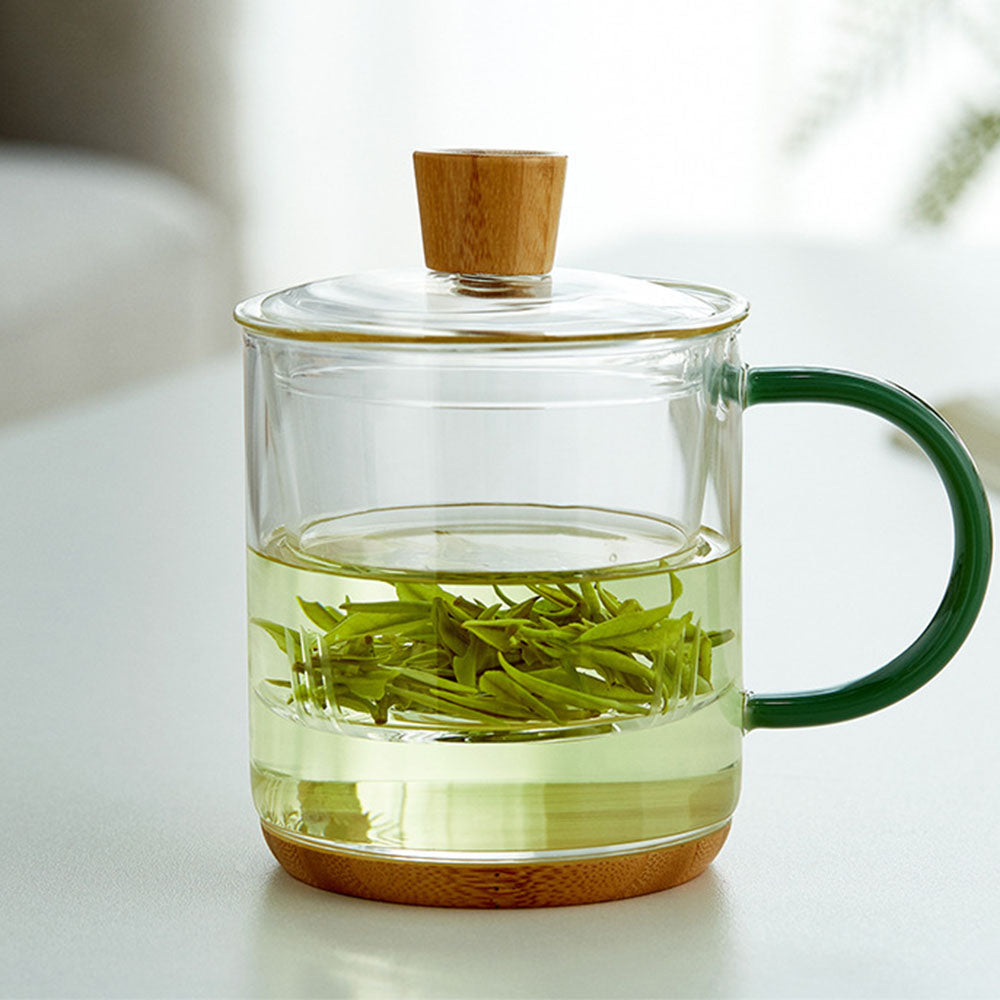 Office Glass Tea Cup With Wooden Bottom