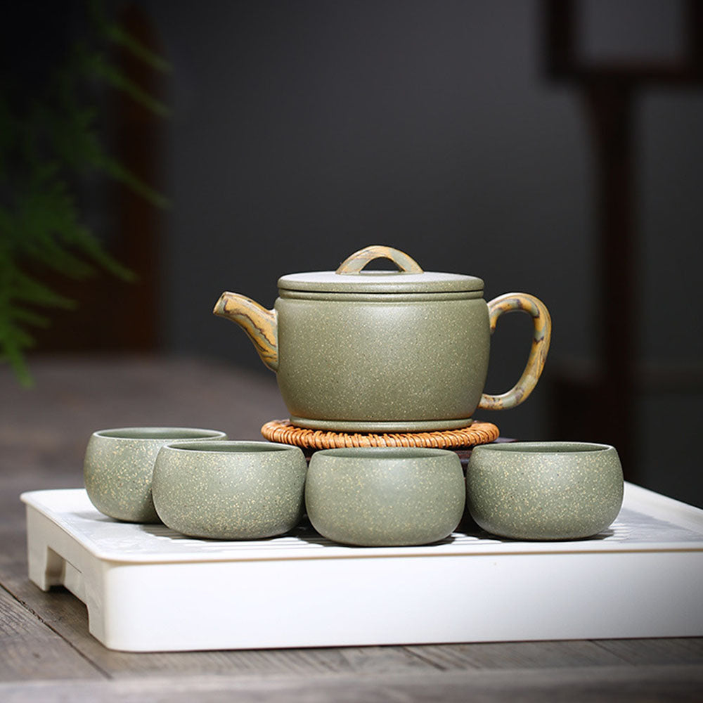 Handmade Yixing Green Clay Tea Set