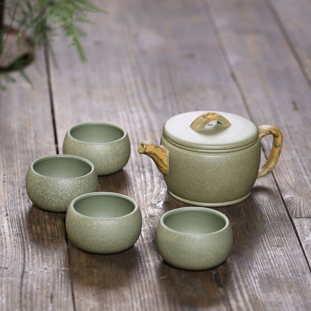 Handmade Yixing Green Clay Tea Set