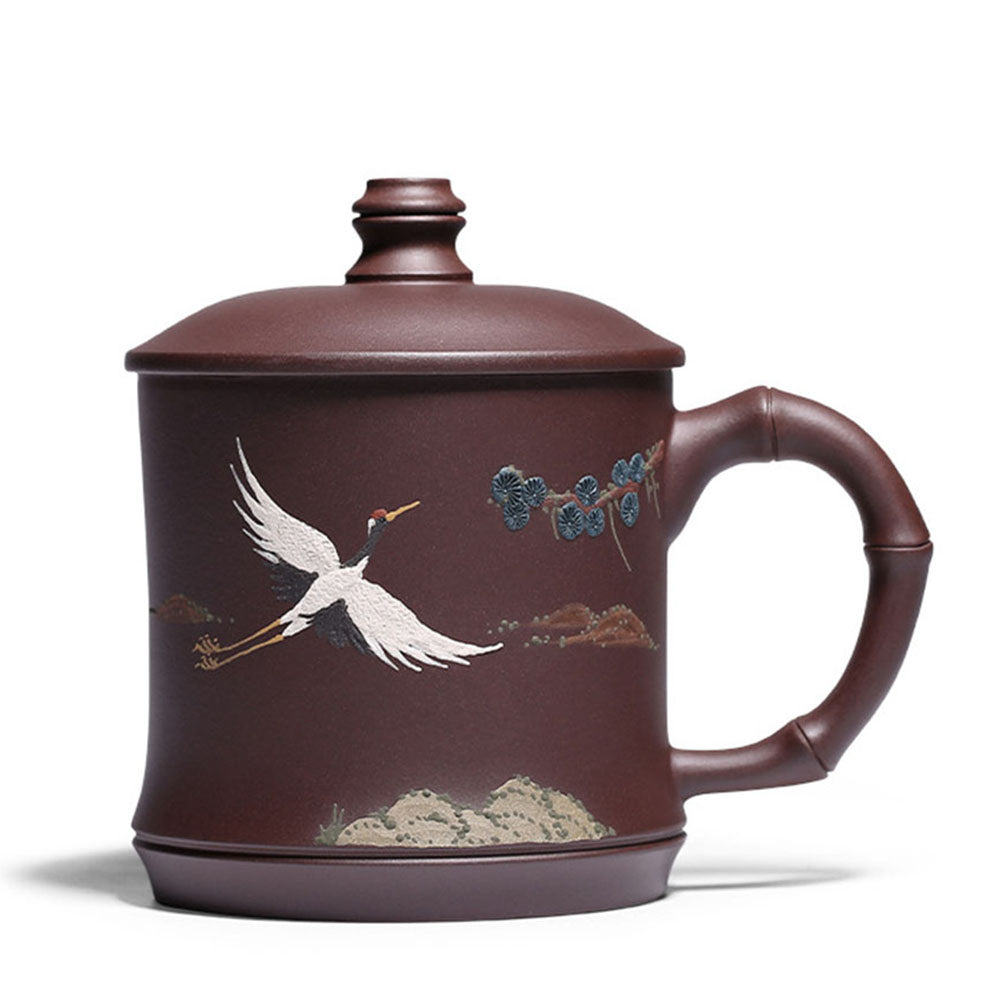 Yixing Purple Clay Pine Crane Tea Cup