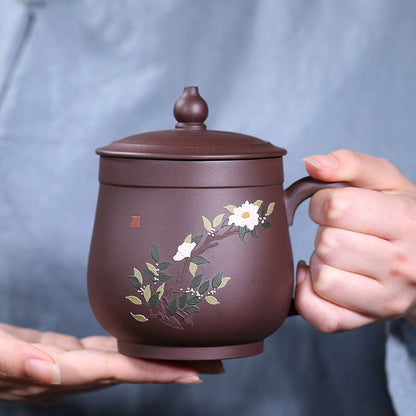 Yixing Purple Clay Wealthy Flower Tea Cup