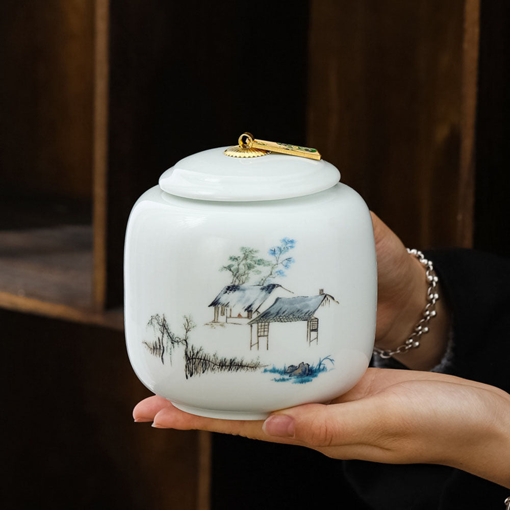 Porcelain Tea Caddies Set With Gift Bag