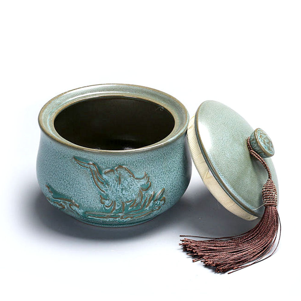 Blue Coarse Pottery Tea Caddy