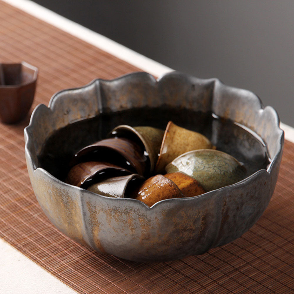 Lotus Shaped Coarse Pottery Tea Washer