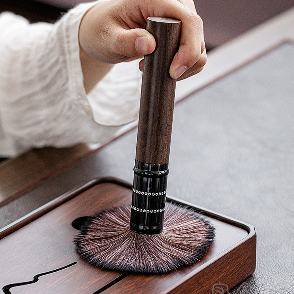 Ebony Tea Utensils Set With Black Ceramic Holder