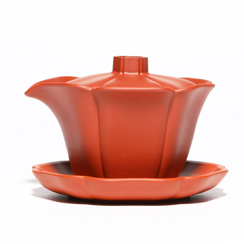 Yixing Red Clay Lotus Gaiwan Teapot