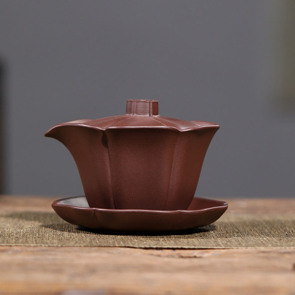 Yixing Red Clay Lotus Gaiwan Teapot