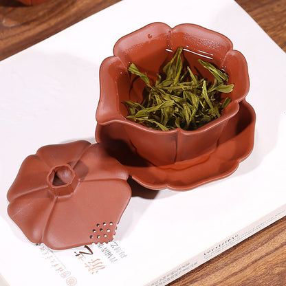 Yixing Red Clay Lotus Gaiwan Teapot