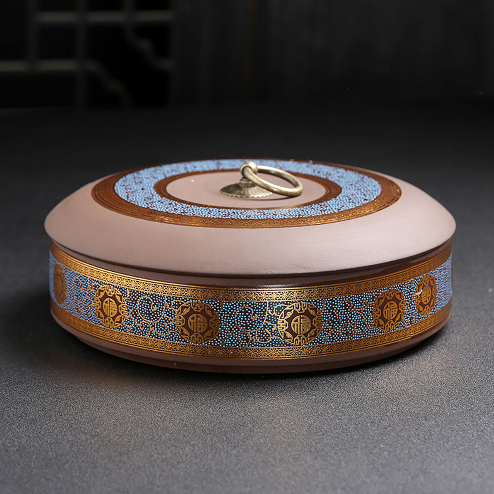 Yixing Clay Puerh Tea Cake Flat Caddy