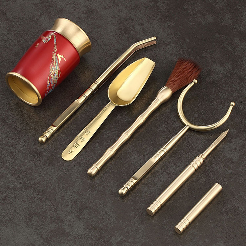 Colorful Copper Tea Utensil Set