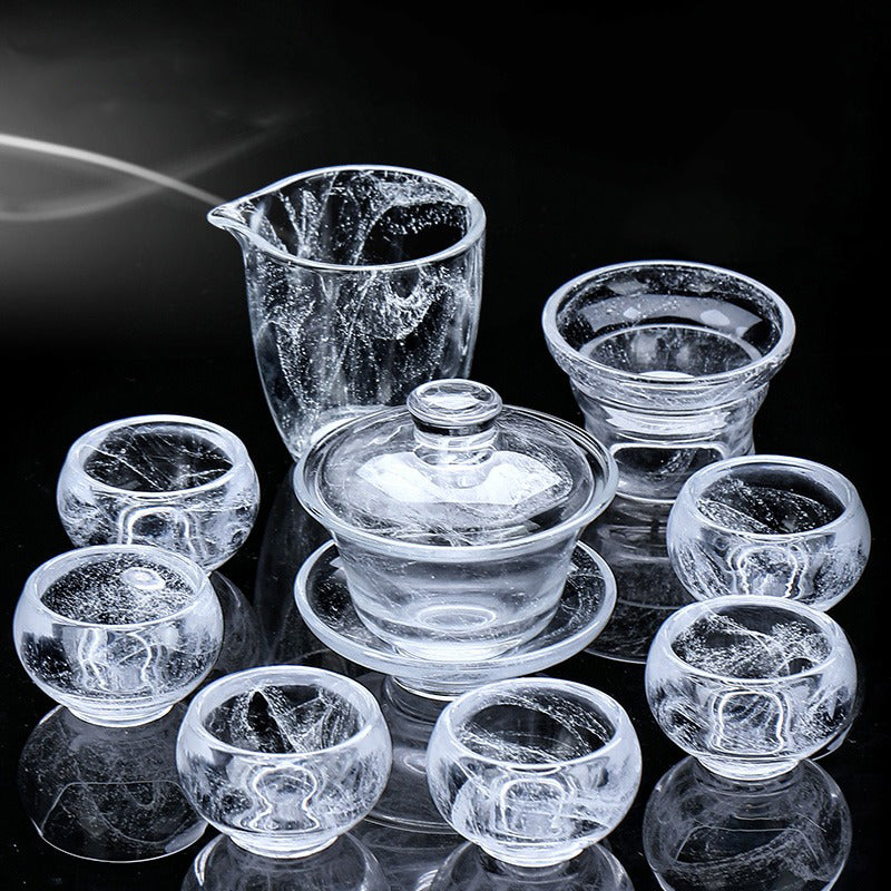 Crystal Snowflake Flower Glass Tea Set