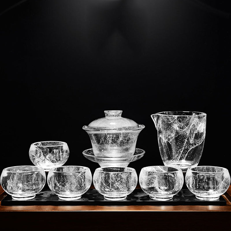 Crystal Snowflake Flower Glass Tea Set