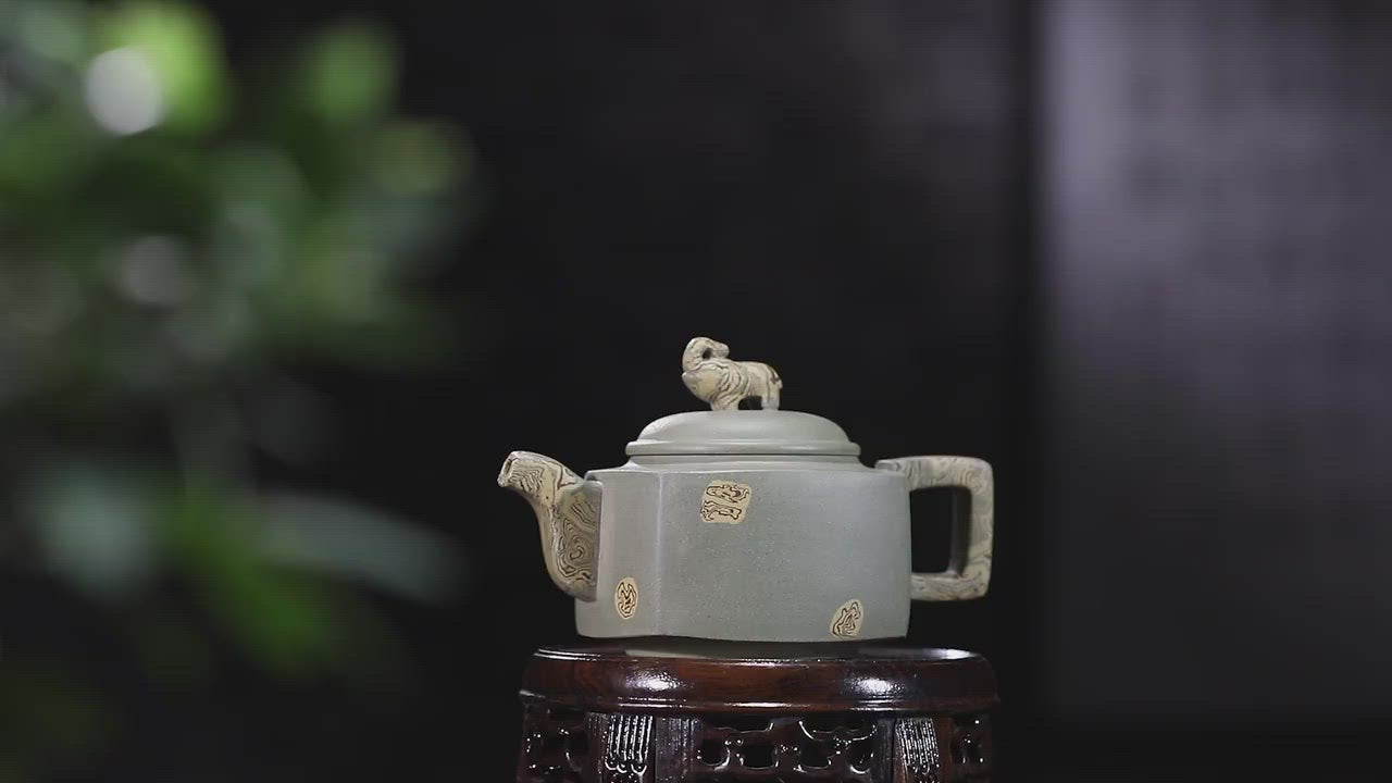 Yixing Green Clay Elephant Teapot