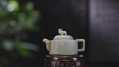 Yixing Green Clay Elephant Teapot