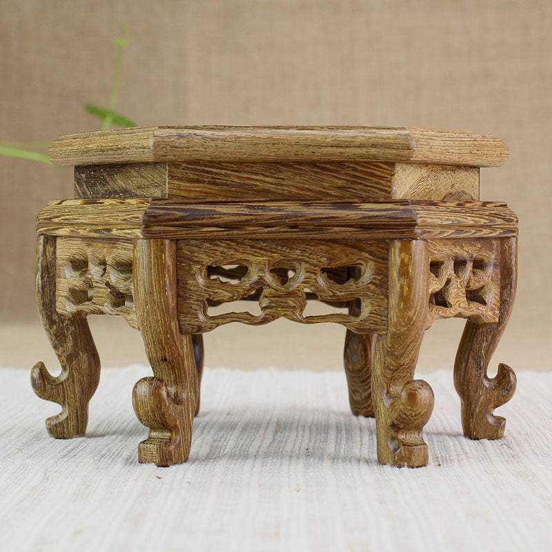 Solid Wood Hexagonal Teapot Stand