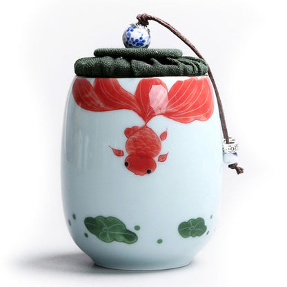 Japanese Porcelain Lotus Tea Caddy