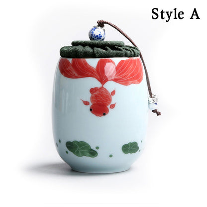 Japanese Porcelain Lotus Tea Caddy