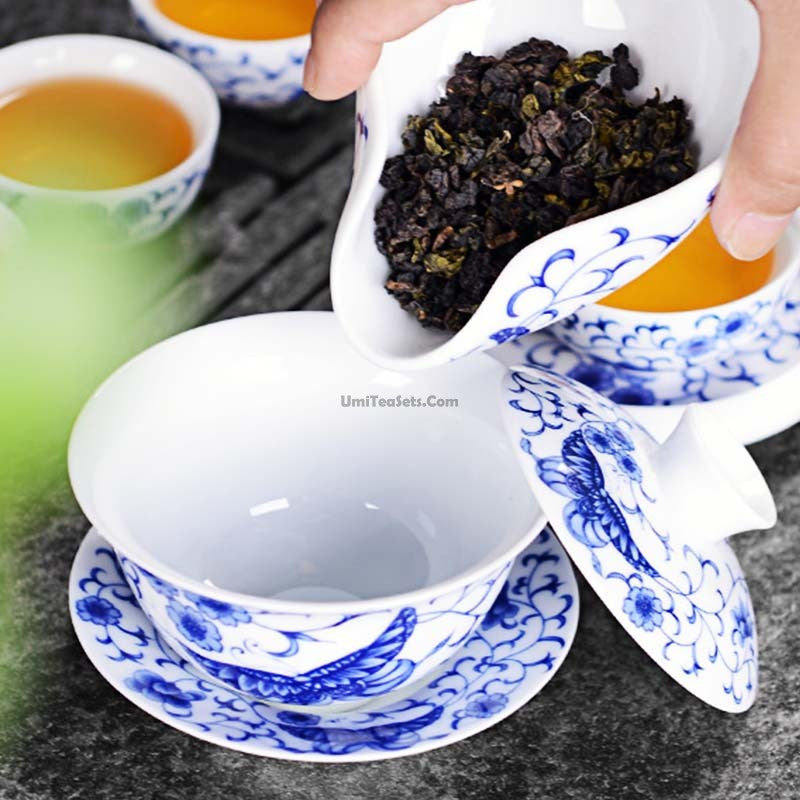 Blue &amp; White Porcelain Flower Gaiwan