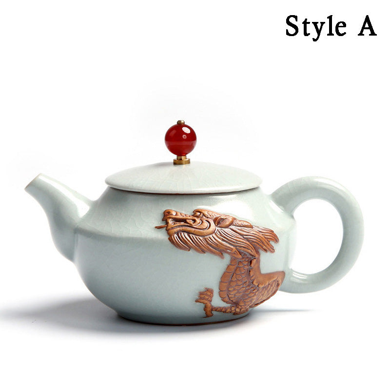 Ruyao Dragon Teapot With Agate Lid