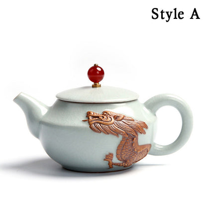 Ruyao Dragon Teapot With Agate Lid