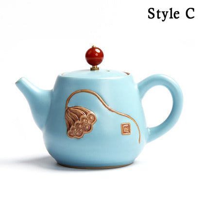 Ruyao Dragon Teapot With Agate Lid