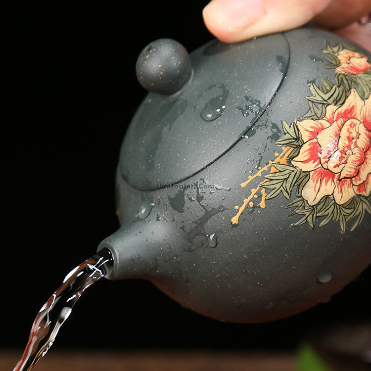 Yixing Clay Xi Shi Peony Teapot