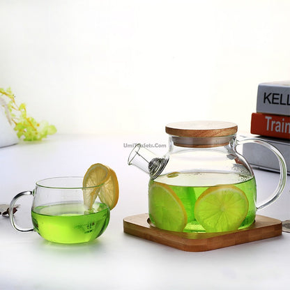 Glass Teapot With Bamboo Lid