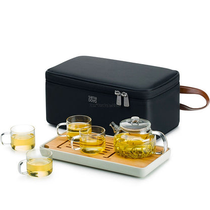 Glass Travel Tea Set With Tray