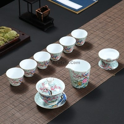 Ceramic Sulet-jade Red-crowned Crane Tea Set – Umi Tea Sets