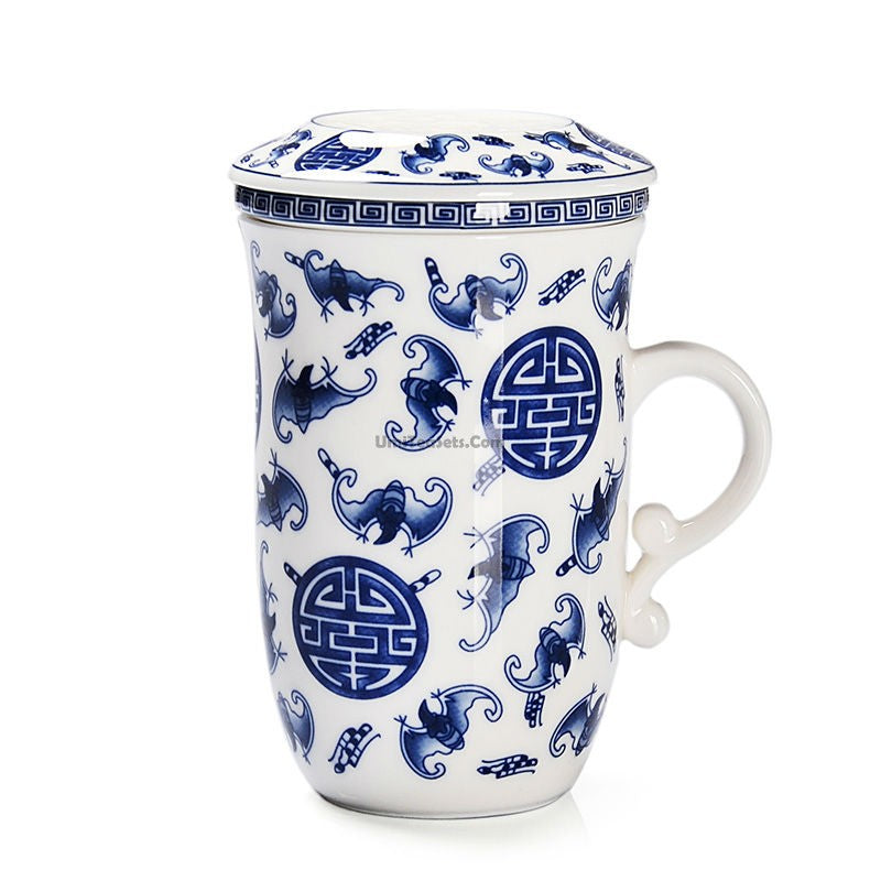 Chinese Blue And White Porcelain Bat Tea Cup