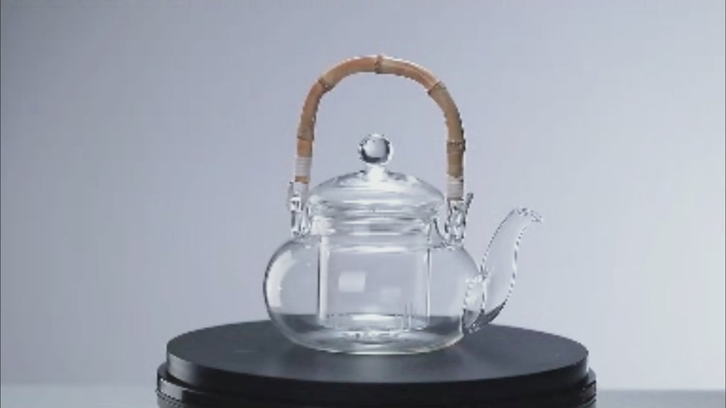 Japanese Heat Resistant Glass Tea Pot Transparent Large Capacity Tea  Infuser with Bamboo Handle Portable Kettle Teapot 0.8/1L
