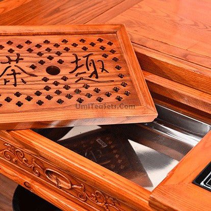 Chinese Vintage Gong Fu Tea Table With Stools